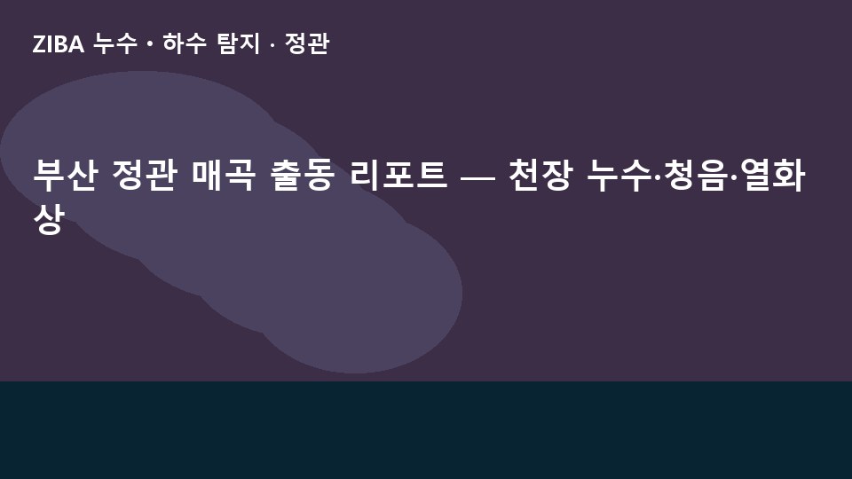 부산 정관 매곡 출동 리포트 — 천장 누수·청음·열화상